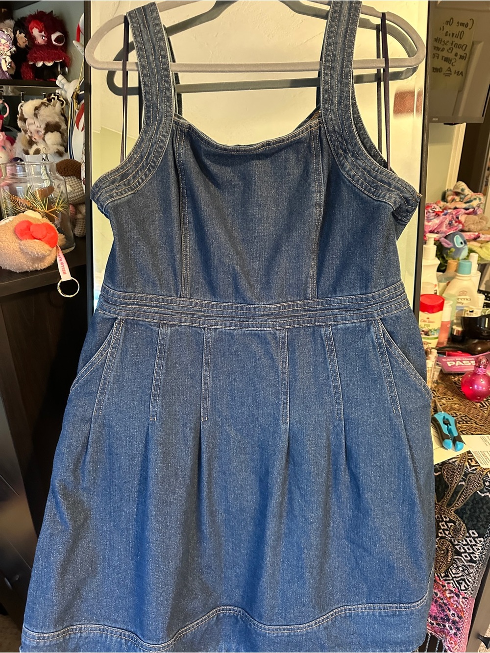 Joie Denim Blue Square Neck Sleeveless Dress